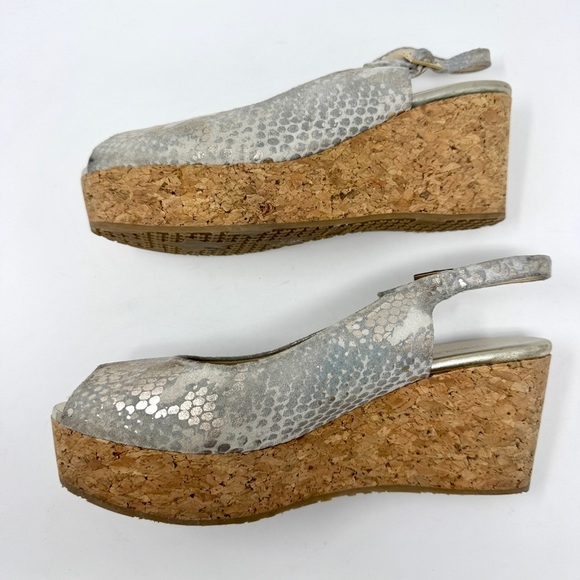 JIMMY CHOO Wedge Platform Sandals Suede Animal Print Slingback - Picture 12 of 15
